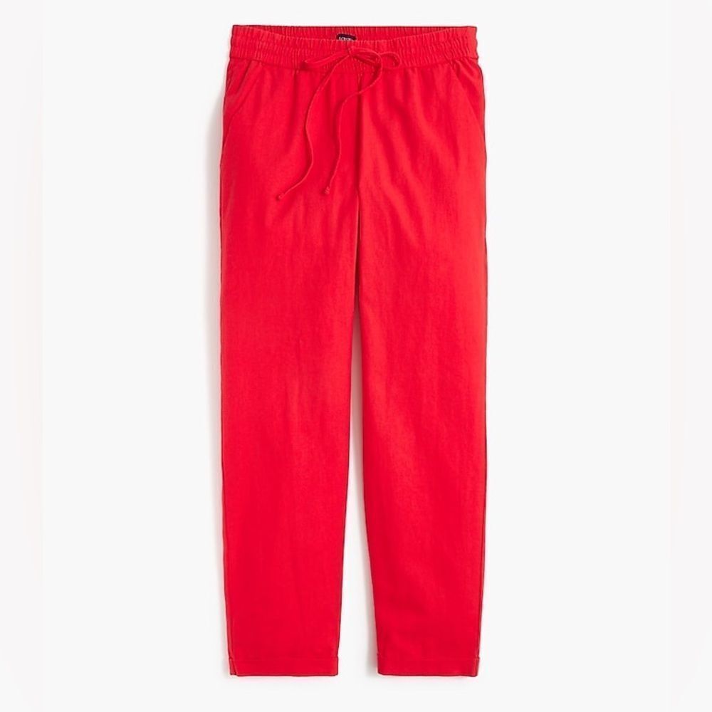 J. Crew Red Linen-Cotton Blend Drawstring Pant Women’s Size 4